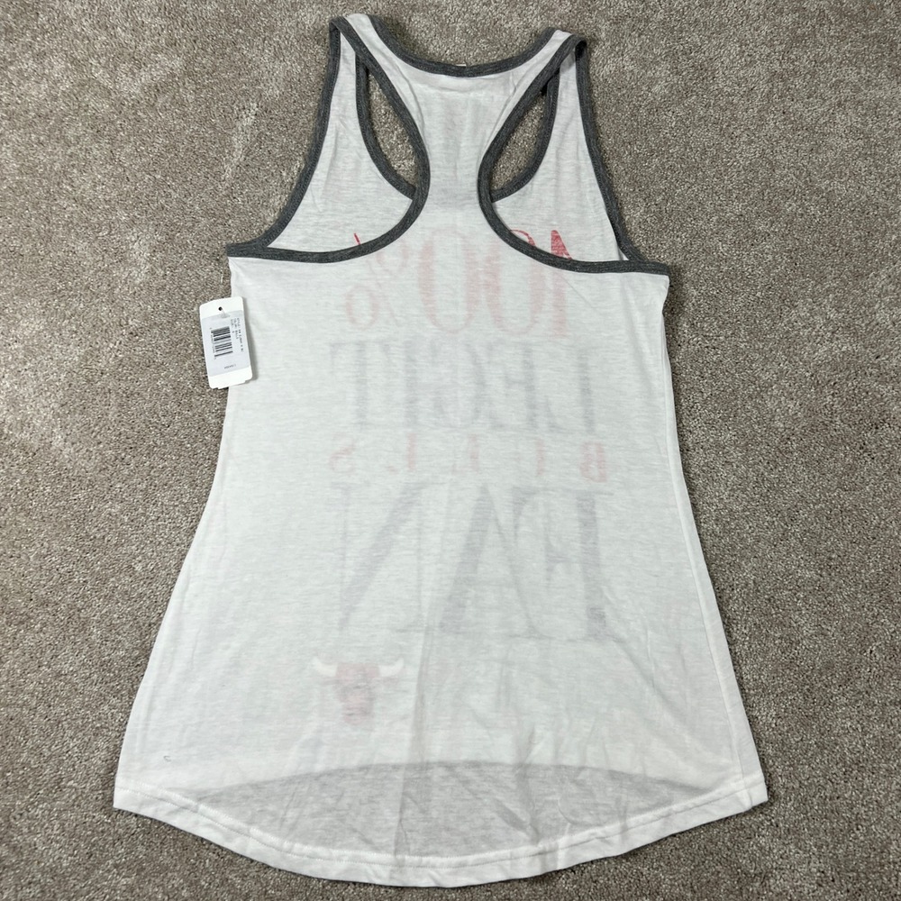 Chicago Bulls Womens 100% Legit Bulls Fan Racerback Tank Top White Small NWT - Picture 3 of 5
